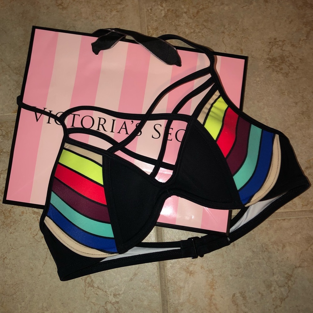 VS PINK Strappy Front T-back swim top 32B